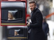 Làng sao - Bé Harper đáng yêu núp sau thùng rác ra phố cùng bố