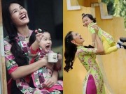 Thời trang - Mẹ con HH Hương Giang mê mặc áo dài Tết