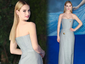 "Lọ lem" Lily James diện đầm cúp ngực gợi cảm