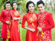 Thời trang - Áo dài đỏ tha thướt cùng chàng đón xuân