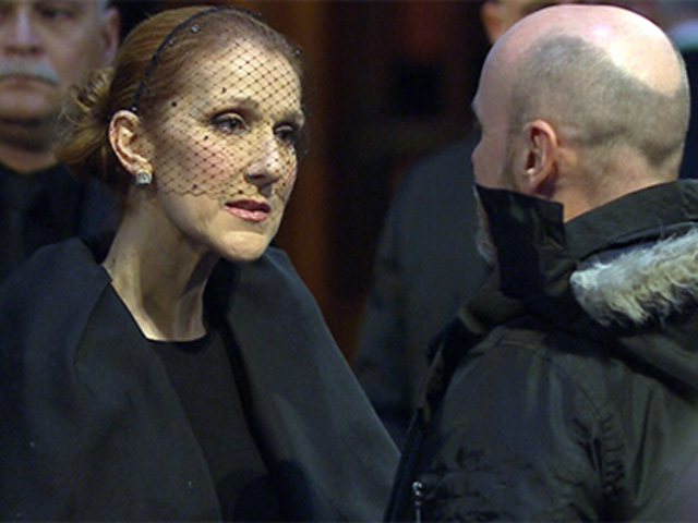 Celine Dion nức nở trong đám tang chồng