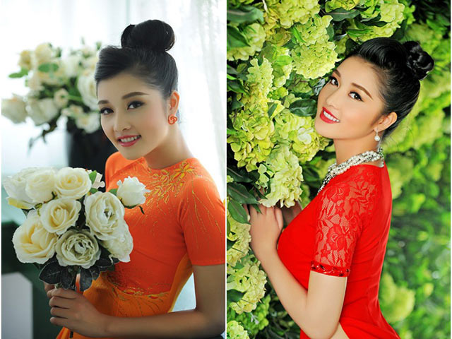 Triệu Thị Hà xinh đẹp trong vườn hoa xuân