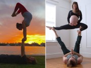 Bà bầu - Choáng ngợp với những tư thế yoga của mẹ bầu và chồng