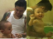 Làng sao - Tuấn Hưng tự tay tắm và cạo tóc cho con trai Su Hào