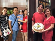 Làng sao - Khánh Thi và con trai đến chúc mừng sinh nhật mẹ Phan Hiển