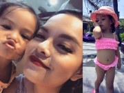 Làng sao - Con gái Phạm Quỳnh Anh làm người mẫu bikini đáng yêu