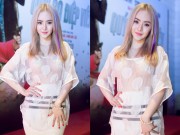 Làng sao - Em gái Angela Phương Trinh diện áo xuyên thấu đi xem phim
