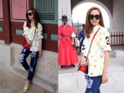 Thời trang - Minh Hằng mặc 'xì tin' vui chơi ở Hàn Quốc
