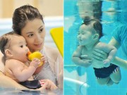 Làng sao - Mới 9 tháng tuổi, con gái Giả Tịnh Văn đã học bơi