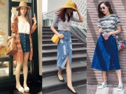 Thời trang - Học cách mix đồ với chân váy denim trẻ và chất như sao Việt