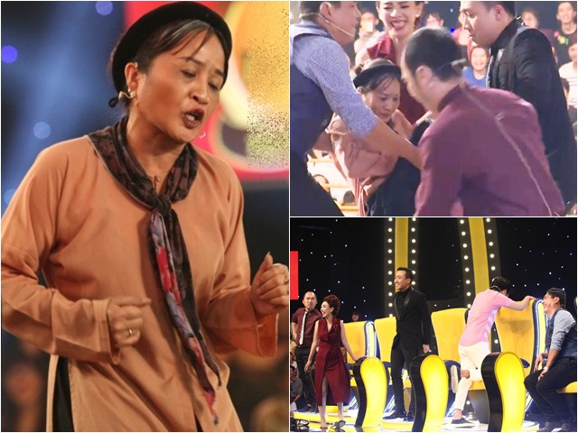 Nói quá nhiều, Lê Thị Dần bị Trấn Thành – Thu Trang khiêng vào trong sân khấu