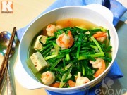 Bếp Eva - Canh tôm đậu phụ nấu lá hẹ thơm ngon