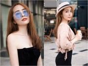 Làng sao - Quỳnh Nga trẻ trung, buông lơi vai trần xuống phố