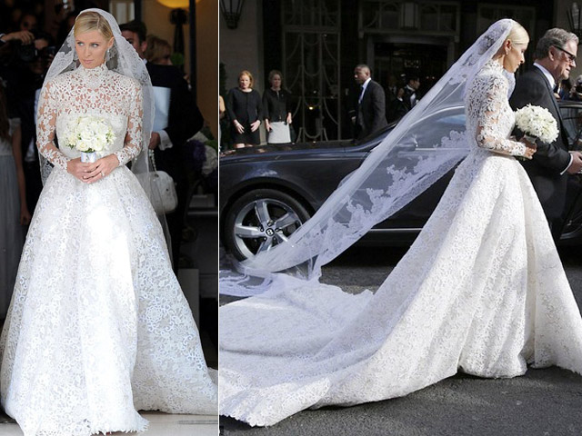 Váy cưới tiền tỷ của Nicky Hilton bị vướng vào xe Bentley