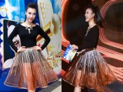 Làng sao - Hoàng Oanh diện váy xuyên thấu đi dẫn chương trình