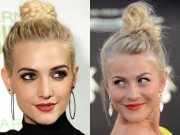 Làm đẹp - Học hỏi sao Holywood búi tóc cao duyên dáng