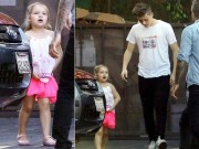 Làng sao - Harper diện váy hồng đi ăn tối cùng gia đình