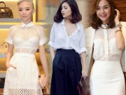 Thời trang - Sao Việt diện sơ mi trắng khoe nội y tinh tế