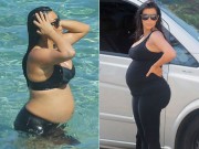 Làng sao - Kim Kardashian diện đồ bơi khoe bụng bầu