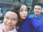 Làng sao - HH Kỳ Duyên xinh đẹp trong màu áo xanh tình nguyện