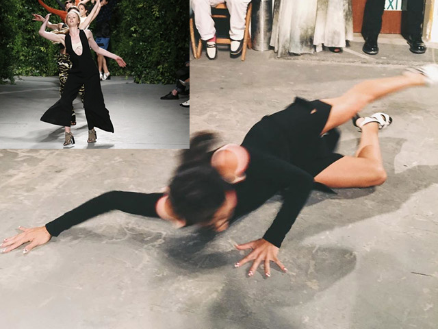 Người mẫu cố tình ngã đập mặt trên sàn diễn