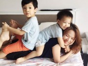 Làng sao - Đan Lê xúc động vì hành động đáng yêu của 2 con trước lúc vắng nhà