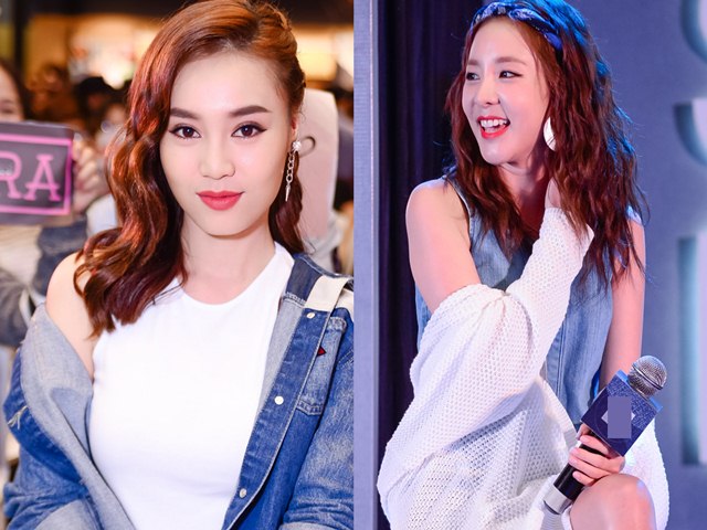 Lan Ngọc diện đồ gợi cảm, tươi rói đến gặp Dara (2NE1)