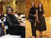 Làng sao - Võ Hoàng Yến diện "cây đen" cá tính, dẫn học trò đi sự kiện