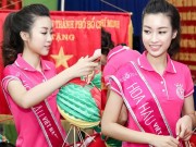 Thời trang - Đi từ thiện, Hoa hậu Đỗ Mỹ Linh trang điểm nhẹ nhàng thật xinh