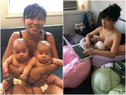 Làm mẹ - Tâm sự gây sốt của mẹ sinh đôi "tay gõ máy vẫn cho con bú"