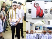 Làng sao - Lễ an táng Minh Thuận: Xúc động tấm hình anh vẫy chào, con trai nuôi ôm di ảnh cha