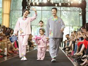 Thời trang - Vợ chồng Hoàng Bách và con gái mặc đồ ngủ lên sàn diễn thời trang