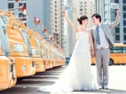 Eva Yêu - Chụp ảnh cưới với xe bus trường học