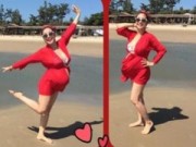 Làng sao - Ốc Thanh Vân vác bụng bầu "bay" trên biển