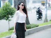 Làng sao - Trang Nhung bụng bầu 4 tháng xuống phố