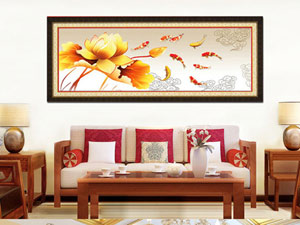 Tranh thêu chữ thập cho tiền vô như nước