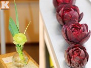 Bếp Eva - Tỉa hoa hồng từ các loại củ quả siêu đẹp