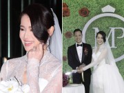 Làng sao - Hồ Hạnh Nhi khoe nhẫn kim cương "khủng" trong đám cưới