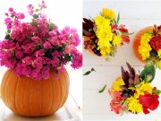 Nhà đẹp - Mẹ đảm biến bí ngô thành lọ hoa độc đáo đón Halloween