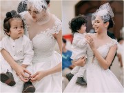 Giải trí - Con trai Diễm Châu tóc xoăn đáng yêu, lần đầu đi diễn cùng mẹ