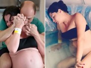 Bà bầu - Ảnh người chồng gồng mình, cắn răng đau đẻ cùng vợ gây xúc động
