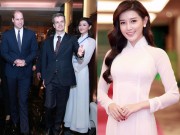 Thời trang - Á hậu Huyền My mặc áo dài trắng tuyệt đẹp đón hoàng tử Anh