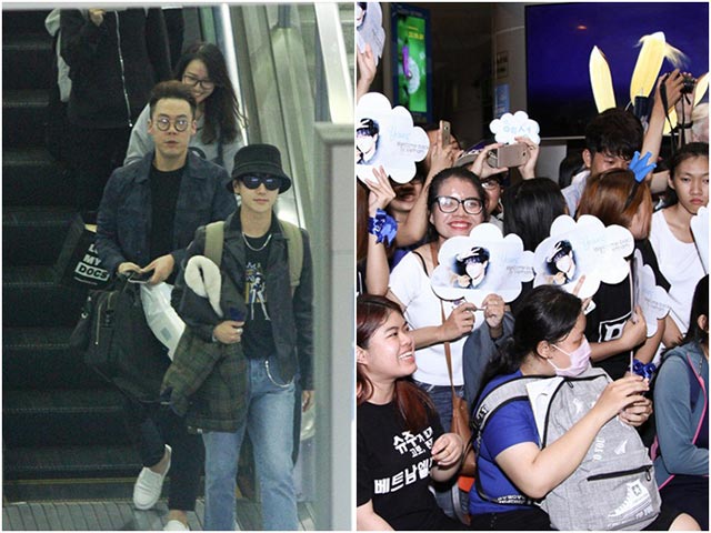 Yesung (Super Junior) đội mũ, bịt mặt vượt vòng vây hàng trăm fan Việt