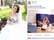 Làng sao - Elly Trần gây xôn xao khi khoe ảnh mặc váy cưới bên 2 con