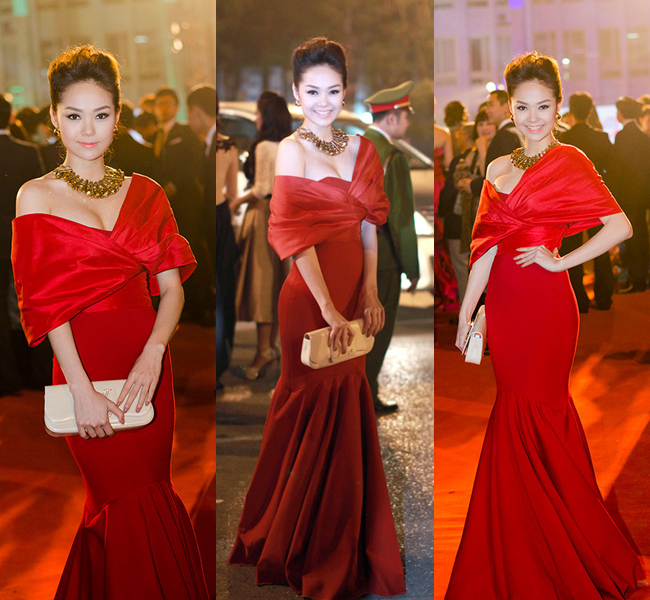 Trên thảm đỏ Liên hoan phim Quốc tế tại Việt Nam, Minh Hằng trở thành tâm điểm khi xuất hiện rạng ngời như một nữ thần.