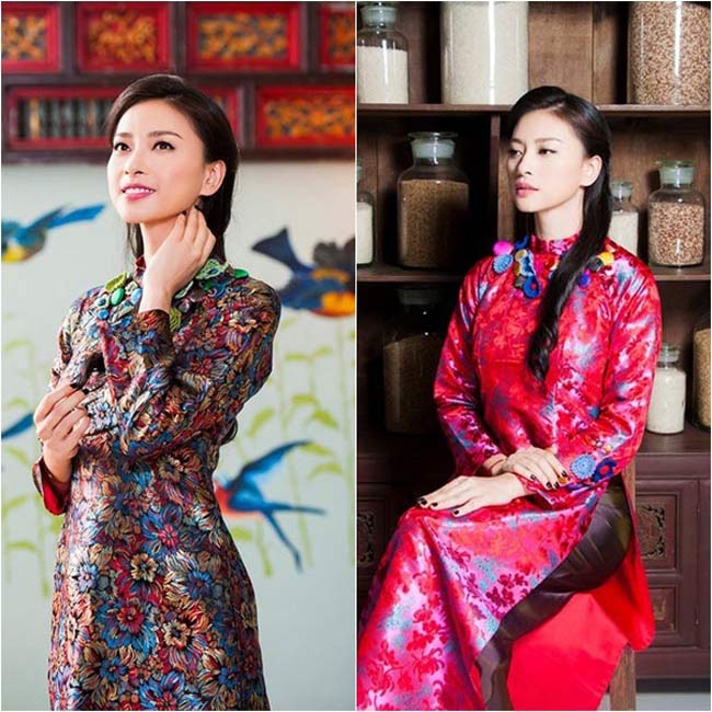 Trong tà áo dài truyền thống, Ngô Thanh Vân đẹp và nữ tính như thiếu nữ xưa.
