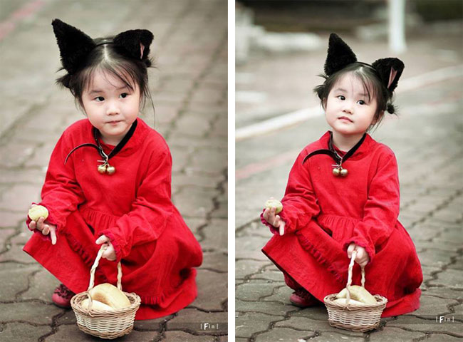 Linh Nhi sinh năm 2009, mới 4 tuổi nhưng đã rất dạn dĩ trong các bức hình do chính mẹ làm stylist.
