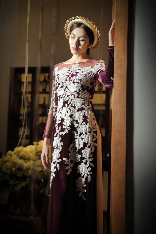 Tăng Thanh Hà đẹp dịu dàng với áo dài nhung - 2