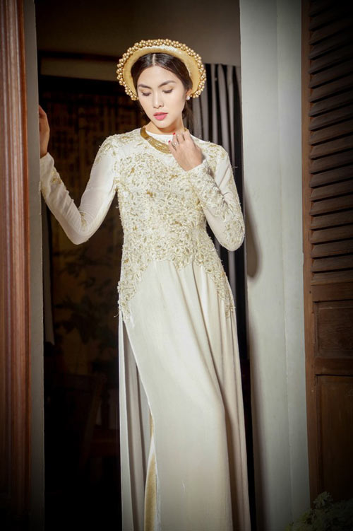 Tăng Thanh Hà đẹp dịu dàng với áo dài nhung - 6