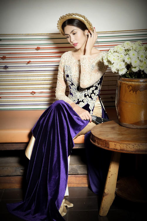 Tăng Thanh Hà đẹp dịu dàng với áo dài nhung - 7
